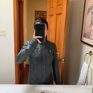 Pleather cafe racer jacket dark grey